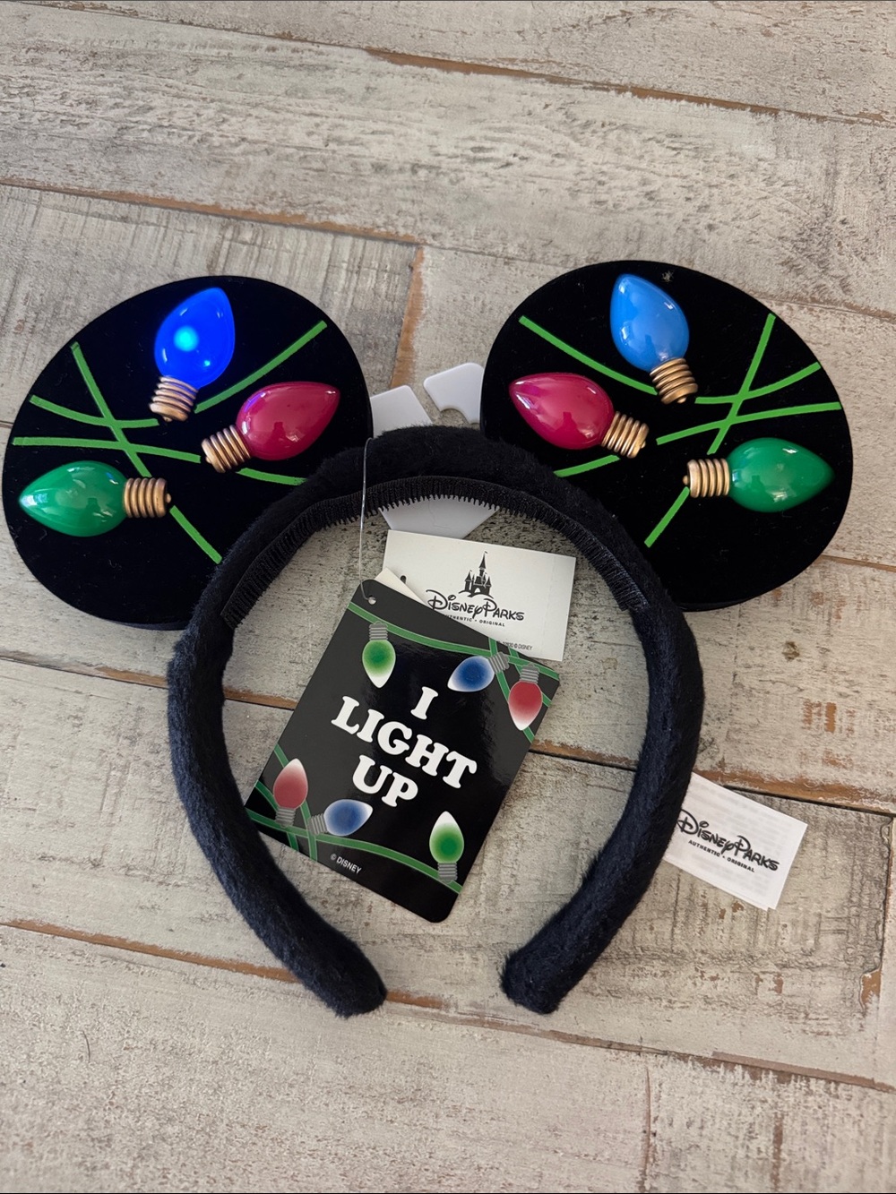 Disney Parks Black Light-Up Holiday Ear Headband